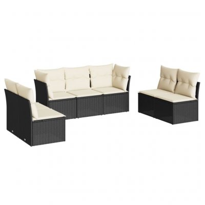 VIDAXL  Salon de jardin 7 pcs avec coussins noir r&eacute;sine tress&eacute;e 3217406