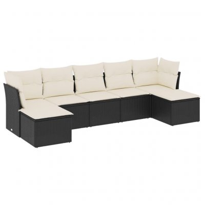 VIDAXL  Salon de jardin 7 pcs avec coussins noir r&eacute;sine tress&eacute;e 3218026