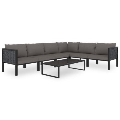 VIDAXL  salon de jardin 7 pcs avec coussins r&eacute;sine tress&eacute;e anthracite