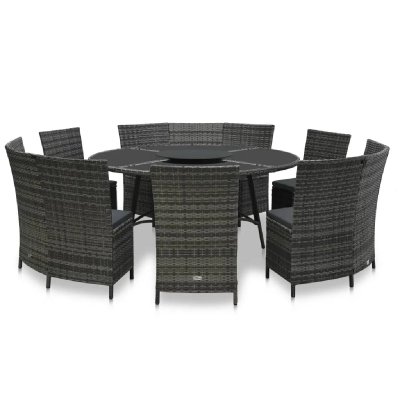 VIDAXL  salon de jardin 7 pcs avec coussins r&eacute;sine tress&eacute;e gris 48144