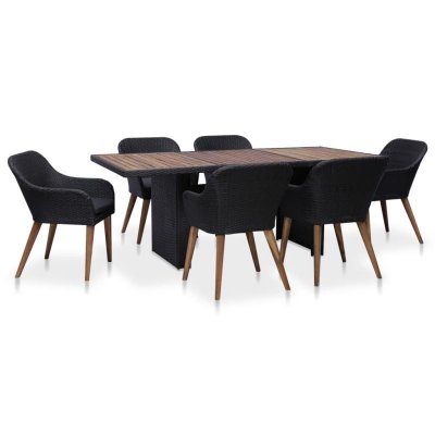  Vidaxl salon de jardin 7 pcs avec coussins r&eacute;sine tress&eacute;e noir 3057812