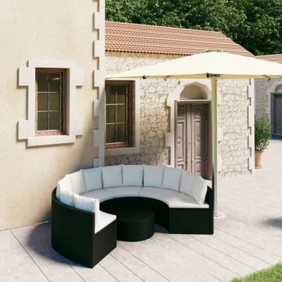 VIDAXL  - Salon de jardin 7 pcs avec coussins R&eacute;sine tress&eacute;e Noir Black
