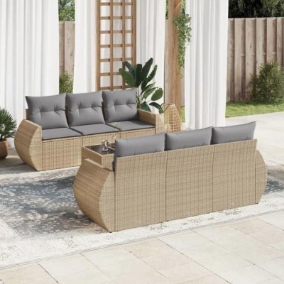 VIDAXL  Salon de jardin 7 pcs - Beige