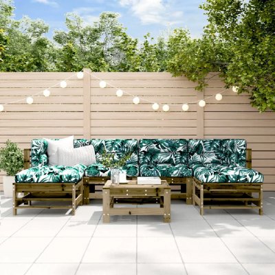 VIDAXL  Salon de jardin - 7 pcs - Bois impr&eacute;gn&eacute;