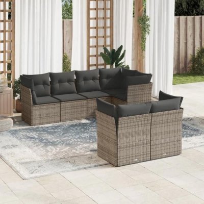 VIDAXL  Salon de jardin 7 pcs grip r&eacute;sine tress&eacute;e