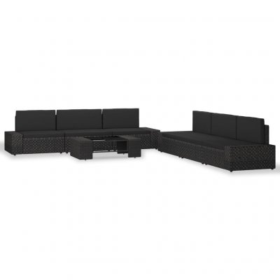 VIDAXL  salon de jardin 7 pcs r&eacute;sine tress&eacute;e noir 3054578