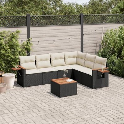 VIDAXL  Salon de jardin 7 pi&egrave;ces r&eacute;sine tress&eacute;e - Noir