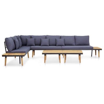 VIDAXL  salon de jardin 7 places avec coussins acacia solide marron 46483