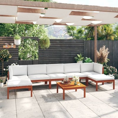 VIDAXL  salon de jardin 8 pcs avec coussins bois d'acacia solide