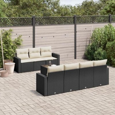 VIDAXL  salon de jardin 8 pcs avec coussins noir r&eacute;sine tress&eacute;e