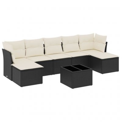 VIDAXL  Salon de jardin 8 pcs avec coussins noir r&eacute;sine tress&eacute;e 3218036