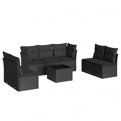 VIDAXL  Salon de jardin 8 pcs avec coussins noir r&eacute;sine tress&eacute;e 3249284