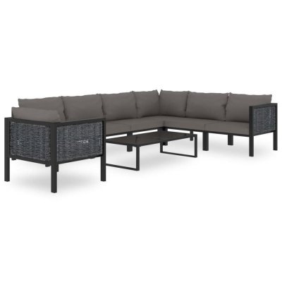 VIDAXL  salon de jardin 8 pcs avec coussins r&eacute;sine tress&eacute;e anthracite