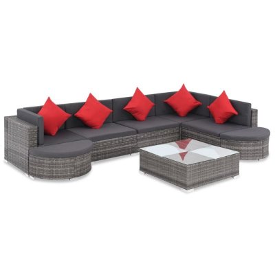 VIDAXL  salon de jardin 8 pcs avec coussins r&eacute;sine tress&eacute;e gris 44424