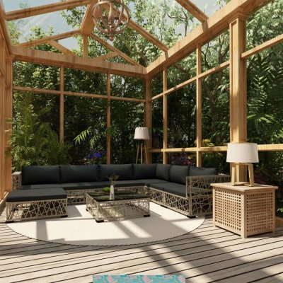 VIDAXL  salon de jardin 8 pcs avec coussins r&eacute;sine tress&eacute;e gris 46806