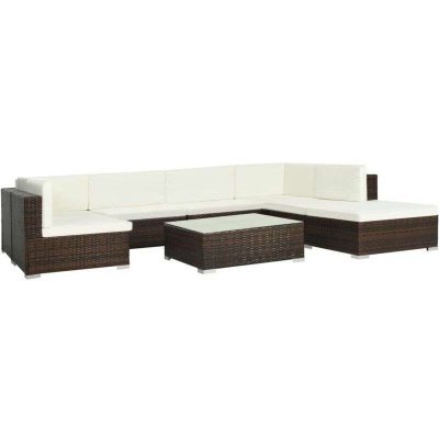 VIDAXL  salon de jardin 8 pcs avec coussins r&eacute;sine tress&eacute;e marron 44609