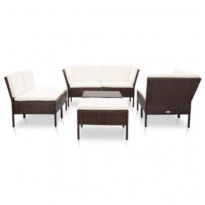 VIDAXL  salon de jardin 8 pcs avec coussins r&eacute;sine tress&eacute;e marron 48951