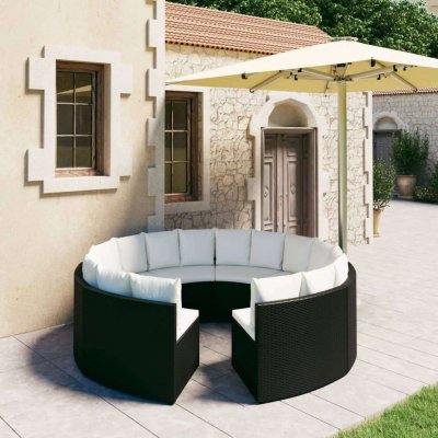 VIDAXL  - Salon de jardin 8 pcs avec coussins R&eacute;sine tress&eacute;e Noir