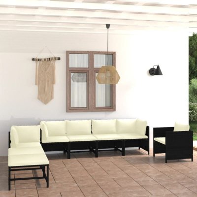 VIDAXL  - Salon de jardin 8 pcs avec coussins R&eacute;sine tress&eacute;e Noir Noir