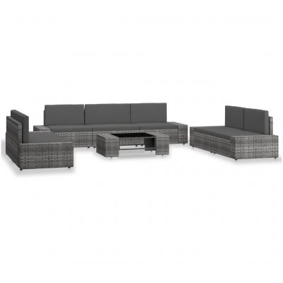 VIDAXL  salon de jardin 8 pcs r&eacute;sine tress&eacute;e gris 3054604