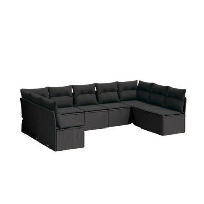 VIDAXL  Salon de jardin 9 pcs avec coussins noir r&eacute;sine tress&eacute;e 3249904