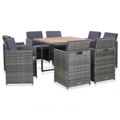 Vidaxl salon de jardin 9 pcs avec coussins r&eacute;sine tress&eacute;e anthracite 46377