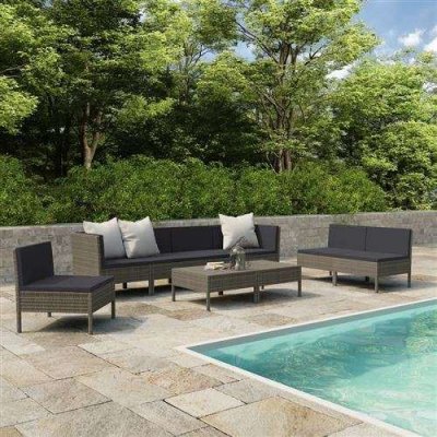 Vidaxl salon de jardin 9 pcs avec coussins r&eacute;sine tress&eacute;e gris 3056972
