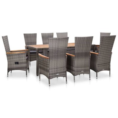 VIDAXL  salon de jardin 9 pcs avec coussins r&eacute;sine tress&eacute;e gris 46041