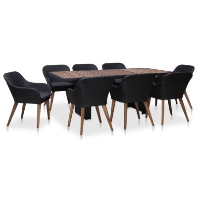 Vidaxl salon de jardin 9 pcs avec coussins r&eacute;sine tress&eacute;e noir 3057813