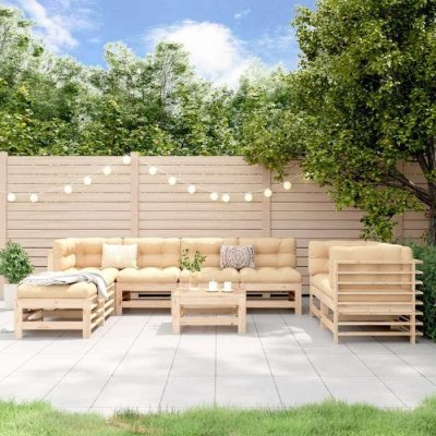 VIDAXL  Salon de jardin 9 pcs Bois de pin massif 3186298