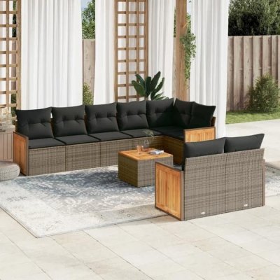 VIDAXL  Salon de jardin 9 pcs - Gris