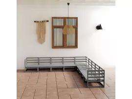 VIDAXL  - Salon de jardin 9 pcs gris bois de pin massif Gris