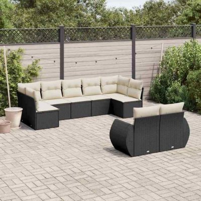 VIDAXL  Salon de jardin 9 pcs noir r&eacute;sine tress&eacute;e