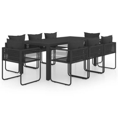VIDAXL  salon de jardin 9 pcs pvc r&eacute;sine tress&eacute;e noir 3060105
