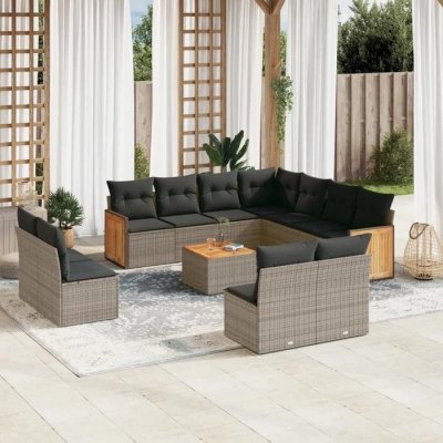 VIDAXL  Salon de Jardin avec Coussins 12 pcs - Gris