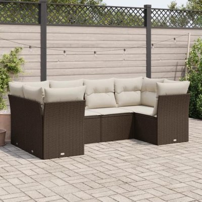 VIDAXL  Salon de jardin avec coussins 6 pcs - Marron
