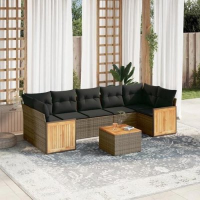VIDAXL  Salon de jardin avec coussins 8 pcs - Gris