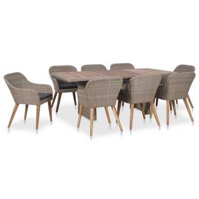 VIDAXL  salon de jardin avec coussins 9 pcs r&eacute;sine tress&eacute;e 3057815