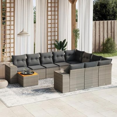 VIDAXL  Salon de jardin avec coussins - Gris
