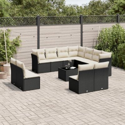 VIDAXL  Salon de jardin avec coussins - Noir