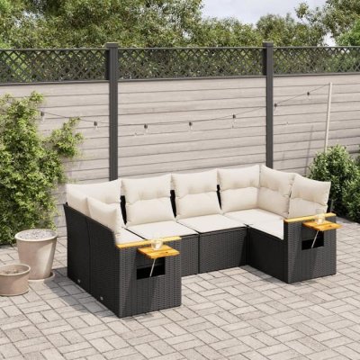 VIDAXL  Salon de jardin avec coussins noir - 6 pi&egrave;ces