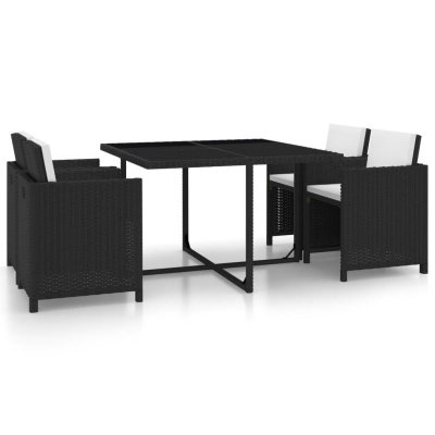 VIDAXL  - Salon de jardin encastrable 5 pcs et coussins Rotin Noir Noir