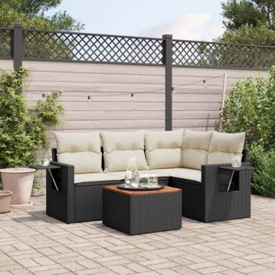 VIDAXL  Salon de jardin Noir 5 pcs R&eacute;sine Tress&eacute;e