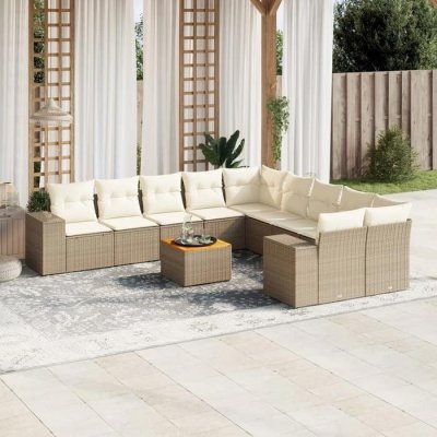 VIDAXL  Salon de jardin r&eacute;sine tress&eacute;e - Beige