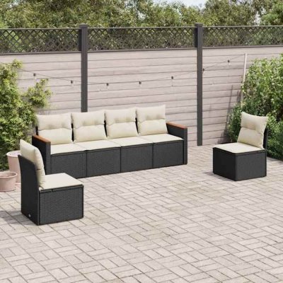 VIDAXL  Salon jardin modulaire 6 pcs - Noir r&eacute;sine tress&eacute;e
