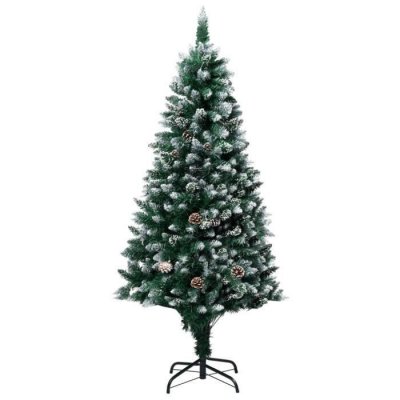 Vidaxl sapin de no&euml;l avec pommes de pin et neige blanche 150 cm 321015