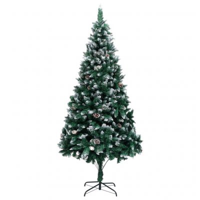 Vidaxl sapin de no&euml;l avec pommes de pin et neige blanche 240 cm 321018