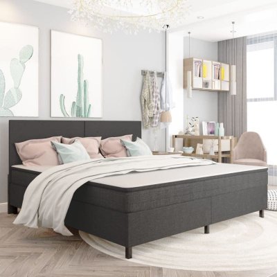 VIDAXL  sommier tapissier gris fonc&eacute; tissu 200x200 cm 3054793