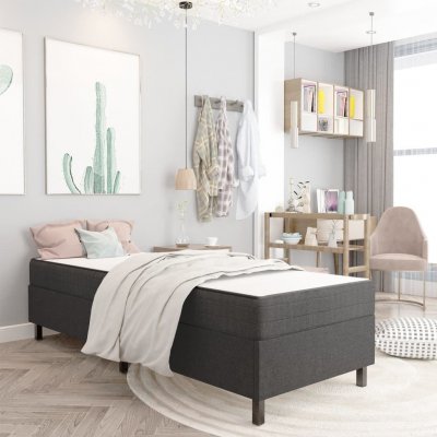 VIDAXL  - Sommier tapissier Gris fonc&eacute; Tissu 90x200 cm n/a