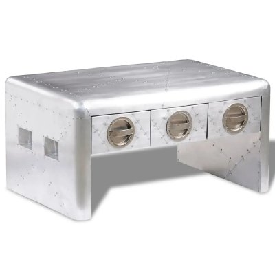 Vidaxl table basse 3 tiroirs vintage style d'aviation 242119